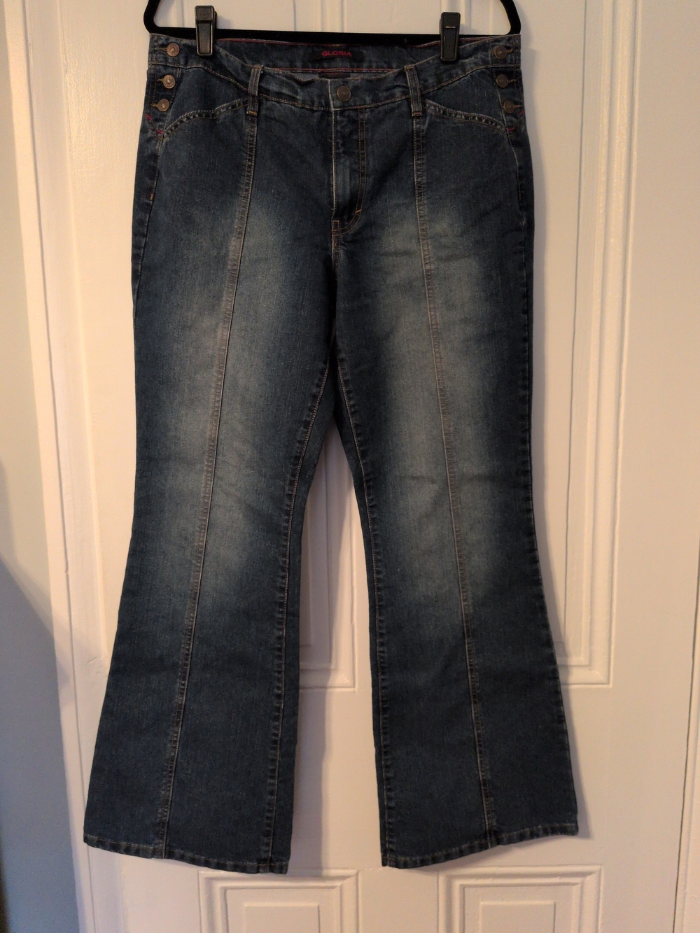 Vintage Gloria Women's Blue Denim Flare Jeans Fabulous Natural Fade